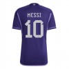 Virallinen pelipaita Messi 10 Argentiina Vieras World Cup 2022 Lyhythihainen - Miesten Virallinen pelipaita Messi 10 Argentiina Vieras World Cup 2022 Lyhythihainen - Miesten
